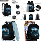 Rnyleeg Soccer Backpack for Kids 3-6 Cool Boys Bookbag Set with Lunch Box Large Capacity School Bag Set 3 Pcs for Primary School Casual Backpack with Accessories