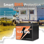 2 Pack 12V 50Ah LiFePO4 Lithium Battery for Trolling Motor, 50A BMS 4000+ Deep Cycle Output Power 640W Lithium Iron Phosphate Battery Perfect for RV Fish Finder Marine