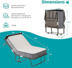 BALUS Rollaway Bed with Mattress for Adults, 75" x 46" Fold Up Bed with Headborad & Dustproof Bag, Space Saving Rollaway Beds for Guests, Foldable Sturdy Metal Frame for Bedroom/Apartment（Upgrade）