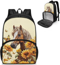 Sunflower Horse Extra Large Travel Laptop Backpack Reusable School Business Work All In One Meal Bag Hiking Insulated Cooler Lunch Backpack for Men Women