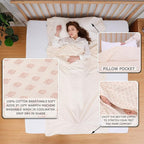 100% Cotton Sleeping Bag Liner with Full Length Zipper on 3 Sides; Single/Double Adult Sleep Sack for Travel & Camping, Multifunctional Travel Sheets (Unzipped 87”x87”) for Hotel, Lightweight
