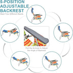 COSTWAY Backpack Beach Chairs, 2-Pack Portable Camping Chairs with Cup Holder, Ice Bag, 5-Position Outdoor Reclining Chairs for Adults, Travel, Sunbathing, Support 300 LBS, Multi Color