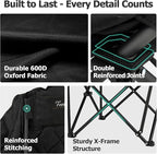 Overmont Oversized XL Camping Chair for Adults - 400lbs Support Heavy-Duty Padded Folding Chair with Side Pocket Cup Holder Cooling Bag for Outdoor Sports Garden Beach Fishing Lawn Black 2pcs