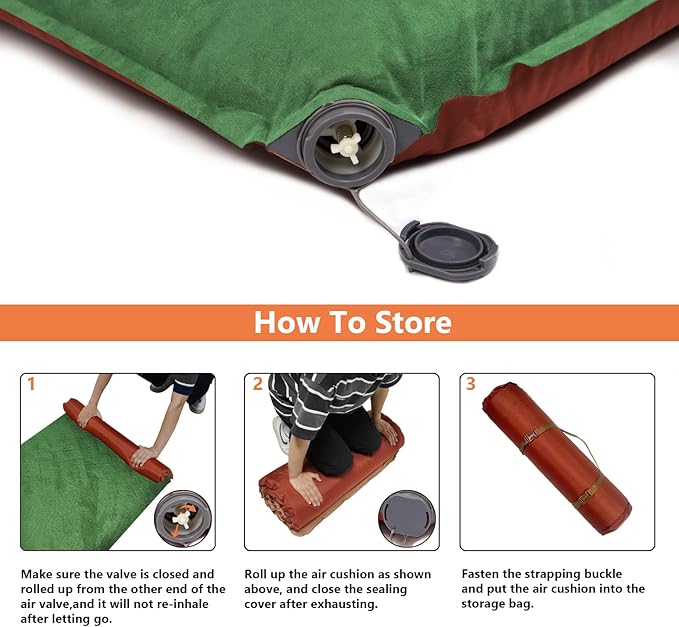 C·WILDYFIELD 4 INCH Thick Self Inflating Sleeping Pad with 9 R Value, Foam Camping Mattress, Ultra Thick Comfort Camping Mattress, Inflatable Foam Camping Pad, Portable Comfortable Sleeping Pad