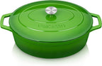 vancasso Enameled Cast Iron Dutch Oven, 9.3 Quart Dutch Oven Pot with Lid, Oval Dutch Oven Cast Iron Pot with Non Stick Enamel Coating for Bread Baking