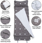 Delta Children Nap Mat - Includes Pillow & Blanket for Toddlers and Kids; Features Carry Handle w/Strap Closure and Name Tag; Rollup Design is Ideal for Preschool and Daycare; Personalization Optional