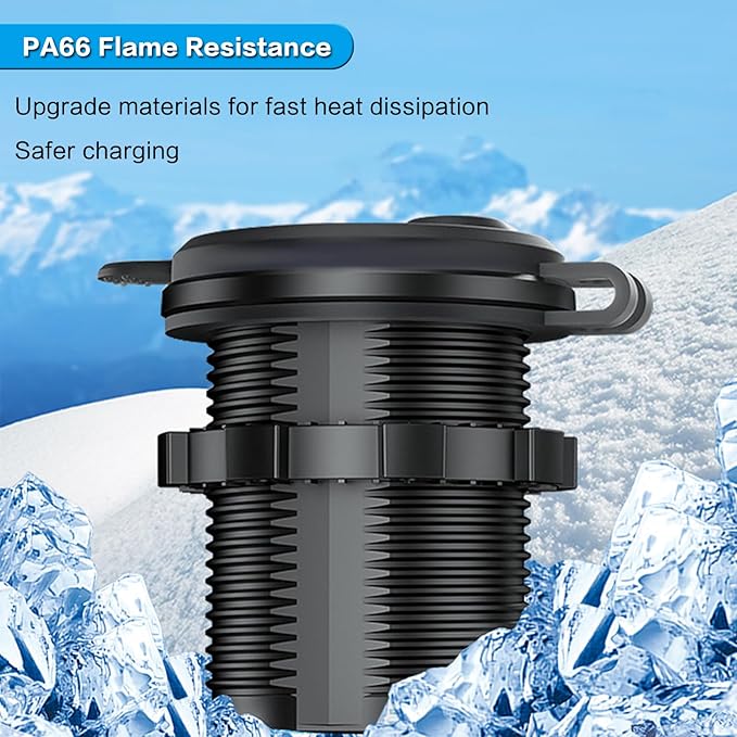 12/24V Multi-Functional 2-Hole Tent Panel Car Conversion Socket Cigarette Lighter Power Adapter+Digital Voltmeter Waterproof Socket Combination for Car Boat RV