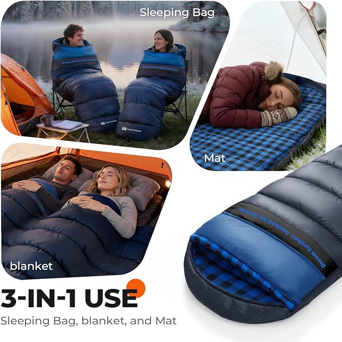 Cotton Flannel XXL Sleeping Bags for Adults Cold Weather Camping Sleeping Bag for Adults Kids Teens with Compression Sack,Camping Gear for Traveling,Hiking,Climbing,Outdoor,Indoor