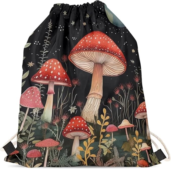 Upetstory Hippie Mushroom Drawstring Backpack Bags Cinch Sackpack Workout Gym Draw String Bag Portable Back Pack for School,Home,Travel,Sports Storage Pouch