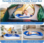 Inflatable Toddler Travel Bed – Portable Toddler Bed with Safety Bumpers, Toddler Floor Bed for Travel, Camping, Sleepovers – Kids Blow Up Bed with Pump & Carry Bag