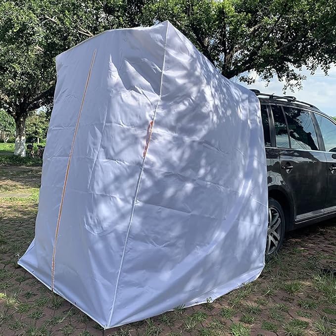 SUV Tailgate Shelter Tent Privacy Shelter Waterproof White Portable Changing Room for Biking Toilet Shower Sleeping Beach Swimming L:W:H:4.9ft:4.9ft: 7.5ft 6pcs Tent Pegs to fix