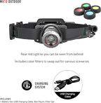 Ledlenser MH10 Rechargeable Headlamp - Black, 600 Lumens - High Weight-to-Lumen Ratio LED Headlamp - 120-Hour Runtime Rechargeable Headlight - Integrated Red Rear Visibility Hard Hat Light