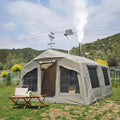 4 Season Inflatable Camping Tent with Separate Living and Sleeping Area,3000mm Waterproof Pop-Up Tent with Pump and Stove Jack Hole,4-6 Person Glamping Tent
