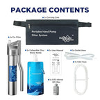 Membrane Solutions Portable Stainless Steel UF Water Filter P1, 0.01-Micron high Precision Detachable Hand Pump Filter System, Survival Gear for Hiking, Camping, Travel, and Emergency Preparedness