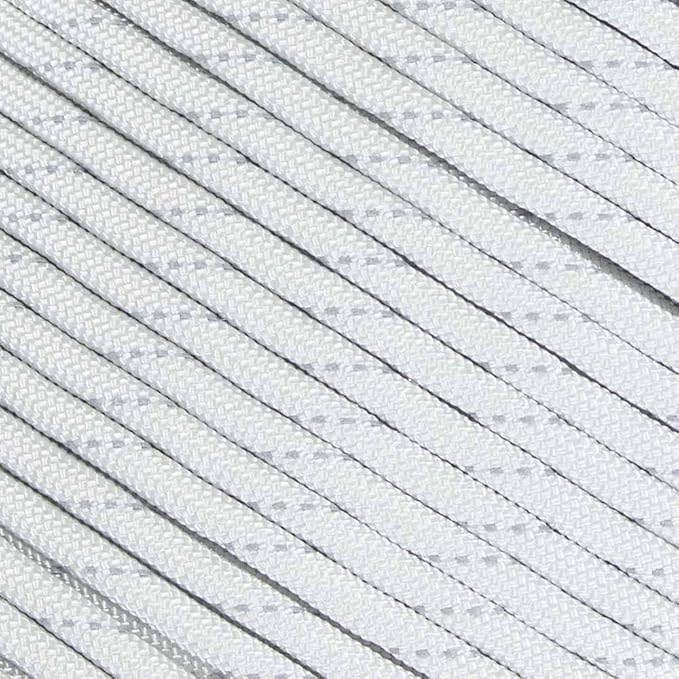 Fluorescent Reflective 550 Type III Guyline Tent Rope Camping Survival Cord High-Visibility Paracord (Reflective Silver Gray, 100 Feet)