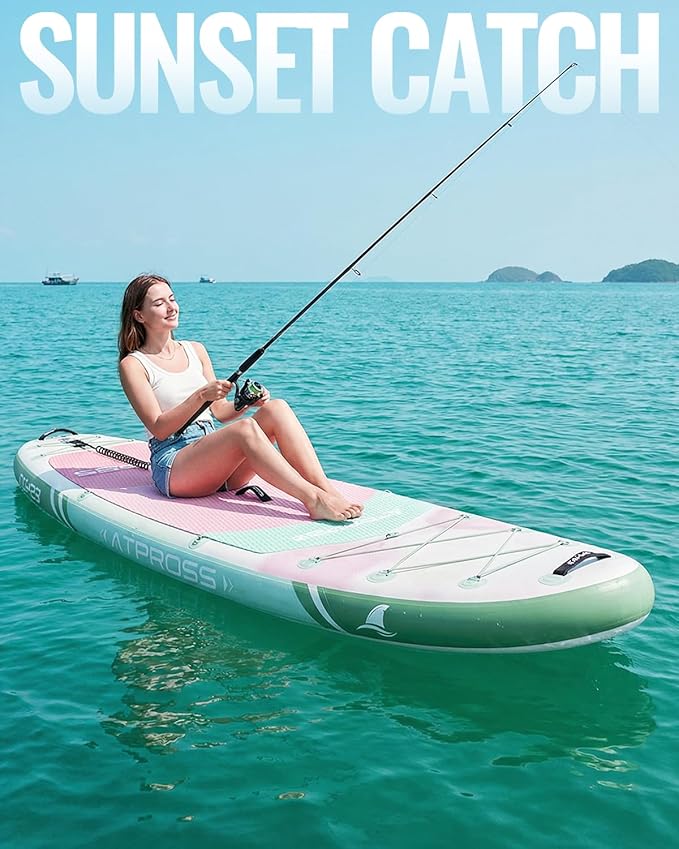 10'6''x33''Inflatable Stand Up Paddle Board, 400lbs Extra Wide Stand Up Paddleboard with Kayak Seat, Anti-Slip EVA Deck Premium SUP Accessories Kit, Non-Slip Stable Deck Boat for Yoga Fishing Surf