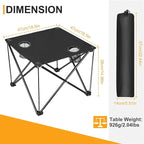 Portable Camping Table, Ultralight Picnic Table Foldable with 2 Cup Holders and Carrying Bag for Outdoor Camping Picnic BBQ Beach Party Patio Fishing, Steel Frame, High-Grade 600D Oxford Fabric 2