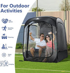Sports Tent: Flycoop Portable Weather Pop Up Pod 2-4 Person to Provide Shelter from Wind Rain and Cold Weather Shelter for Outdoor Activities, Sports Events, Camping and Hiking (Black,L)