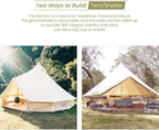 MC TOMOUNT Canvas Tent Bell Tent Yurt with Stove Jack Zipped Removable Floor for Glamping Truck Car Camping