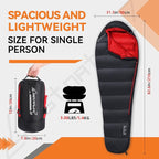 Clostnature Down Sleeping Bag for Adults - 20D 550 Fill Power Backpacking Mummy Sleeping Bag for 16°F - 45°F, Lightweight 4 Season Clod Weather Camping Gear with Compression Sack
