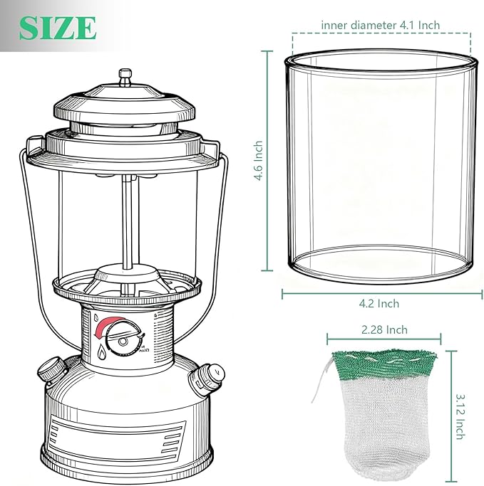 20-Pack String Tie Lantern Mantles with 2 Pcs Lantern Globe Replacement Glass, Glass Globe Compatible with Coleman Fueled Lanterns, Replacement Suitable for Outdoor Camping Lantern
