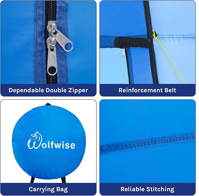 Wolfwise Pop Up Shower Tent, Portable Instant Changing Tent with Ventilation Window & Carry Bag, Privacy Bathroom Toilet for Beach, Camping & Outdoor, Width 47 ", Height 83 ", Blue