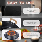 WANGYUANJI 14.2 inch Cast Iron Skillet & Grill Pan – Heavy-Duty Coating-free, Smokeless Flat Bottom, Dual Handles, All Stovetops, Indoor/Outdoor Use - Black