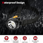Rechargeable LED Cap Mining Lamp for Hard Hat Helmet, Waterproof Explosion-Proof Miner Headlight Flashlight for Outdoor Work, Tunnel, Coal Mine, Hunting, Fishing, Camping, Caving, Construction