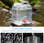 2.6 Gallon Water Jug, 10L Portable Water Container with Spigot, Cleaning Brush, Detachable Hose, BPA-Free Camping Hydration Canteen, Outdoor Tank Storage PC- Clear