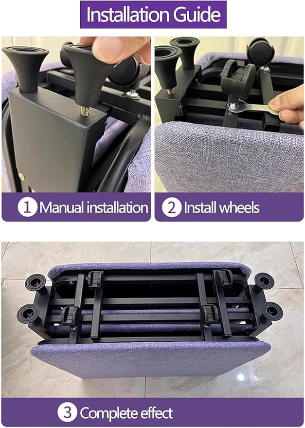 Portable Folding Bed with Wheels, Guests Bed Supports 331 Lbs, Comfortable Camping Cot for Outdoor/Office/Home Nap, Purple