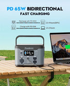 300W Portable Power Station, Powdeom 296Wh Power Bank with AC Outlet, Solar Generator Laptop Charger, Battery Backup Power Supply for Camping, Outdoors, Home Emergency Outage