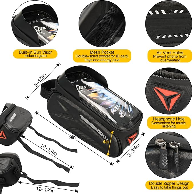 Bike Repair Kit, Bicycle Repair Bag With Tire Pump, Bike Tool Kit for Camping Travel, 16-in-1 Bike Multitool, Bicycle Tire Repair Kit, 4mm and 5mm Allen Wrenches, Used for Mountain Bike and Road Bike