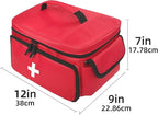 First Aid Bag Empty First Aid Kit Storage Box 12" x 9" x 7" Medical Bag Portable Pill Bottle Organizer Case for Car, Travel, Office, Outdoor, Camping, Hiking, School (Red)