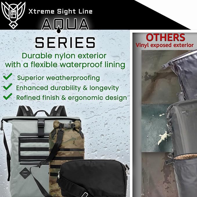 Xtreme Sight Line ~ AQUA RT Large Water-Proof Faraday Backpack/Small LITE Faraday Bag Combo ~ Tracking/Hacking Defense ~ Coyote Brown