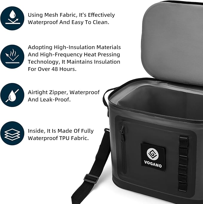 40 Can Soft Cooler Bag - Insulated Leak-Proof Large Cooler Bag with Roll-Top Waterproof Seal | Portable Ice Chest for Camping, Beach, Travel, Picnics | 24HR Cold Retention