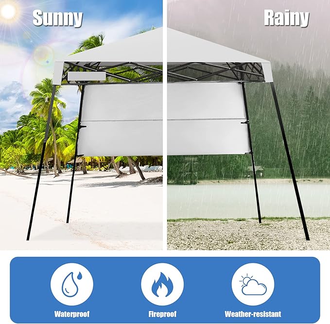 Fireflowery 7’ x 7’ Pop Up Canopy Tent, Portable Shelter Canopy w/Backpack, Outdoor Instant Canopy Tent, Lightweight & Compact for Hiking, Fishing, Camping, Picnic (7'x7' Base, 6'x6' top)
