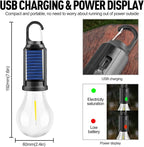 Solar Tent Camping Light Bulb Rechargeable Portable LED Camping Lantern3 Lighting Modes Tungsten Light Tent Lamp with Clip Hook for Camping, Hiking, Backpacking, Emergency Outage (T02)