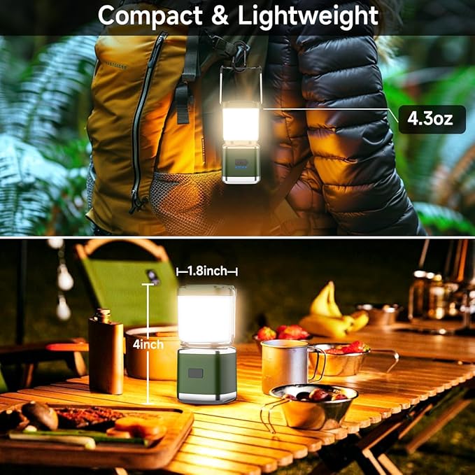 LED Camping Lantern, High Lumens Camping Light Rechargeable with 4 Light Modes, Waterproof, Camping Essentials, Mini Lantern Flashlight for Camping, Hurricane, Emergency, Hiking, Power Outages, 10pc