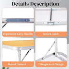4.0 Ft Folding Portable Camping Table with Three Adjustable Heights, RV Tables for Inside a Camper, Outdoor, BBQ, Dining, Picnic, Beach, Garden, Party, Yellow