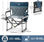 TIMBER RIDGE 2 Pack Camping Directors Chairs with Side Table Pockets, Portable Folding Heavy Duty Lawn Chair for Outdoor Fishing Trip Picnic Concert 400lbs, Blue