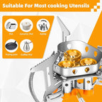 9900W Windproof Camping Gas Stove, Portable Camping Stove with Piezo Ignition, 1LB Propane Tank Adapter, Butane Adapter for Outdoor Cooking, Picnic, Camping and Hiking