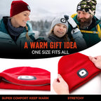 Unisex Beanie Hat with Light, Rechargeable Headlamps Cap, Gifts for Men, Hiking, Camping headlamps, Cool Gadget Birthday Gifts for Men, Women, Dad, Father, Boyfriend, Red
