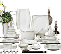 Milky White Porcelain Tableware Set Home Simplicity Combination Tableware Set of Bowls Dessert Plates Soup Plates Dinner Plates 70 Piece Set
