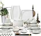 Milky White Porcelain Tableware Set Home Simplicity Combination Tableware Set of Bowls Dessert Plates Soup Plates Dinner Plates 70 Piece Set