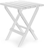 Camco 51695 White Large Adirondack Portable Outdoor Folding Side Table, Perfect for The Beach, Camping, Picnics, Cookouts and More, Weatherproof and Rust Resistant