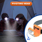 Macarrie 18 Pack LED Headlamps IPX4 Waterproof 3 Modes Headlamp Flashlight Bright Head Lights Camping Accessories for Adults Kids Hiking, Running, Repairing, Fishing, Batteries Not Included(Orange)