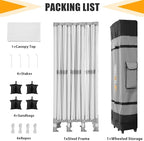 HOTEEL 10x30 Heavy Duty Pop Up Canopy Tent for Parties Event Wedding Commercial Instant Canopy with Wheeled Bag, Party Tent Waterproof UV 50+&Windproof, Upgraded Thick Hexagonal Legs, White