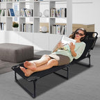 Talent Star Folding Lounge Chair with Mattress and Pillow Indoor Outdoor, 4 Position Adjustable Toffee Sleeping Bed Cot Chaise for Sunbathing Tanning Poolside Office Camping Lawn Pool Beach Patio 75cm