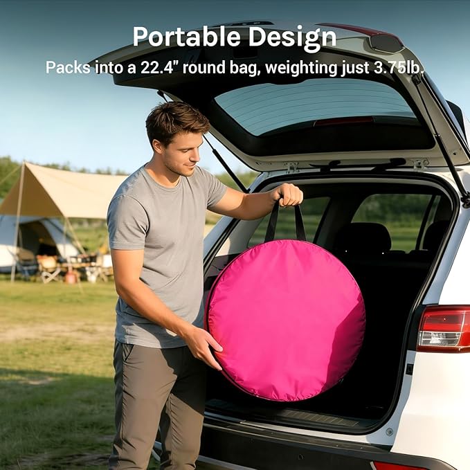 Wolfwise Pop Up Shower Tent, Portable Instant Changing Tent with Ventilation Window & Carry Bag, Privacy Bathroom Toilet for Beach, Camping & Outdoor, Width 47 ", Height 75 ", Rose Red