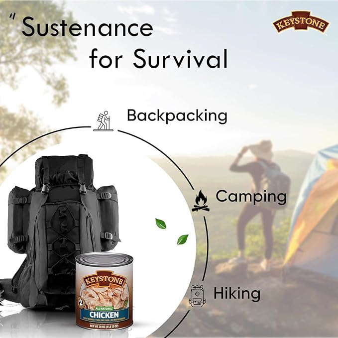 KEYSTONE Meats All Natural Canned Beef, Chicken & Pork Pack of 3, 28 Oz Long Term Emergency Survival Food Canned Meat | Fully Cooked Ready to Eat